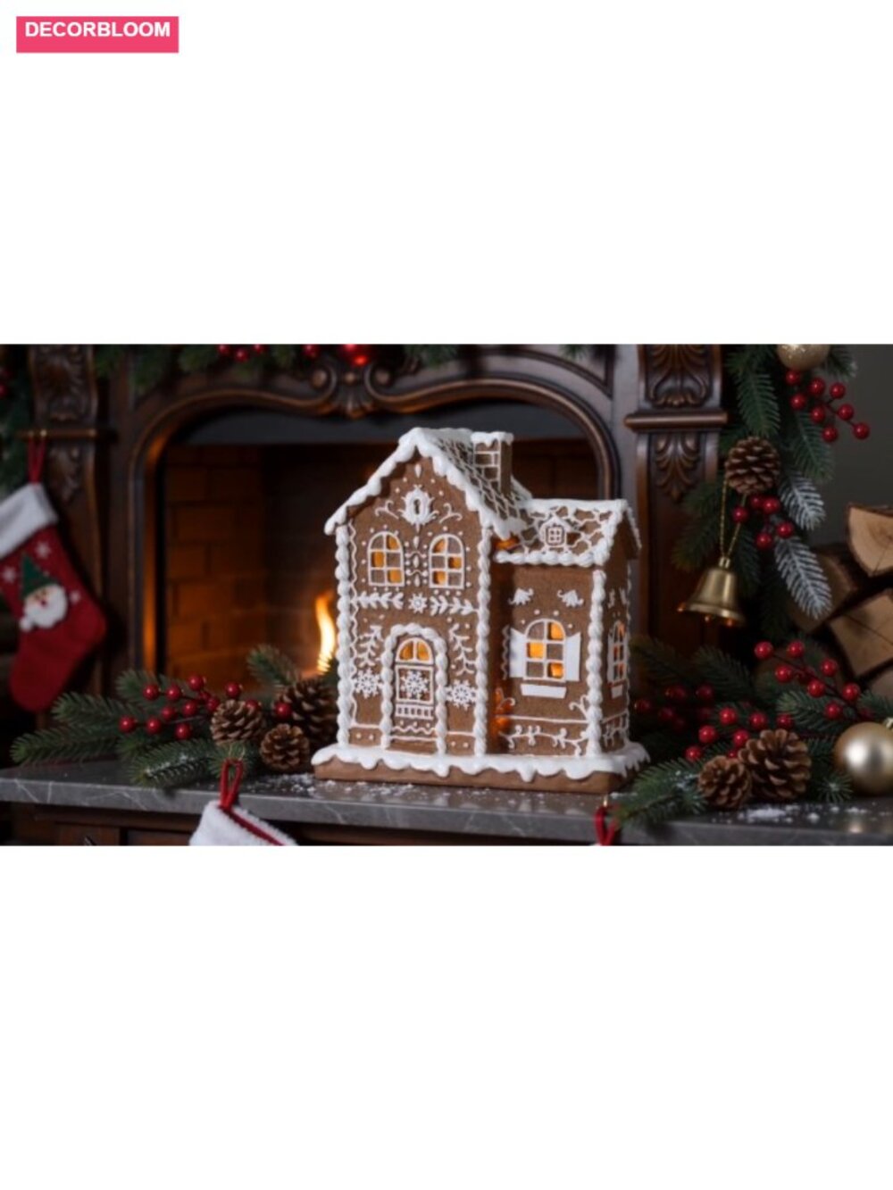 Lighted Gingerbread House Christmas Decor Resin Tabletop Village Figurine - Picture 6 of 6